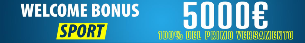 Welcome bonus sport 100% fino a 5.000€ del primo versamento