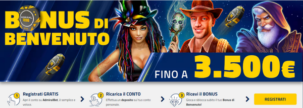 Bonus di benvenuto Admiralbet fino a 3.500€