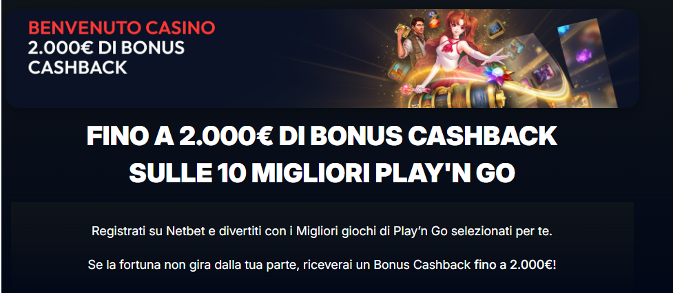 Netbet bonus cashback fino a 2000€